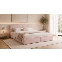 MOEBLO Polsterbett BETT 04 (Bezug: aus Cord, Doppelbett mit Kopfstütze, Rahmenbettgestell 160x200, mit Bettkasten und Lattenrost), mit Bettkasten