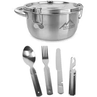 normani Geschirr-Set Camping Geschirrset Foodcontainer und Essbesteck (4-tlg), 1 Personen, Edelstahl, Camping Geschirr Essgeschirr Outdoor Besteck Kochgeschirr