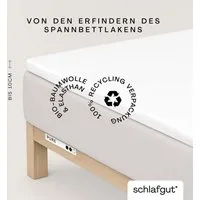 Schlafgut Spannbettlaken PURE TOPPER Bio-Baumwolle mit Elasthan 170 g/m² für Topper bis 10 cm, Jersey-Elasthan, Gummizug: rundum, (1 Stück), PREMIUM Laken für Matratzen bis 10 cm Höhe, dehnbar, blickdicht