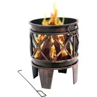 BBQ-Toro Feuerkorb "Plum" Ø 42 cm inkl. Schürhaken, Antik-Rost-Optik, Garten und Terasse