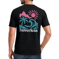 Neverless Print-Shirt Herren T-Shirt Backprint - Design Beach Mountain - Baumwollshirt mit Print