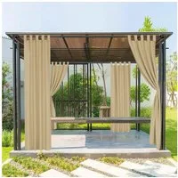 Jibenhome Gardine Outdoorgardine,Balkon Gardine,Outdoor Vorhänge Wetterfest (2 St), Lichtschutz, Aufhängung mit Laschen,Verstärkte Stangentasche unten