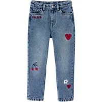 vertbaudet Mom-Jeans Mädchen Mom-Jeans mit Blumenstickerei mit Blumenstickerei