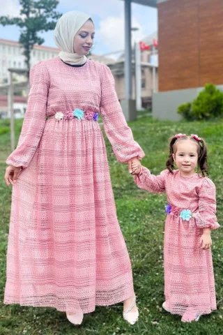 Spitzen Mutter Kleid Rosa