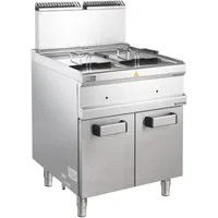 GastroHero Fritteuse Gas Fritteuse 14+14 Liter 25 kW Edelstahl Profi