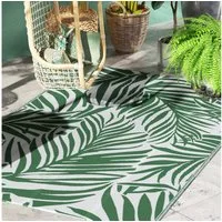 Outsunny Outdoorteppich mit Blätter-Muster, rechteckig, Höhe: 1 mm, 152 x 243 cm Dunkelgrün