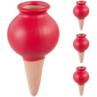 relaxdays Bewässerungssystem Tonspitzen Bewässerung 4er Set rot, (4-tlg)