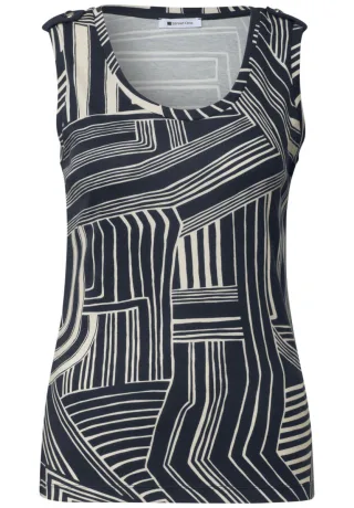 Street One - Top mit Grafik-Print blau - Gr. - 34