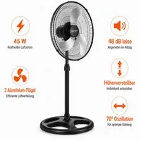 Ertex Standventilator Standventilator Ventilator Kühler Standventilator 130 cm STARK 45W