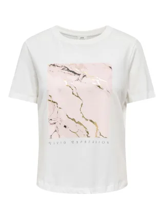 JDY - JDYLIMA S/S PRINT T-SHIRT JRS Cloud Dancer - Gr. - M