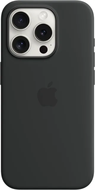 Apple Silikon Case mit MagSafe [für iPhone 15 Pro] schwarz