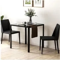 HOMCOM Esstisch für 4 Personen, aus Hartglas (Esszimmertisch, 1-St., Küchentisch), bis 80 kg belastbar, für Küche, Esszimmer, 75 x 75 x 75 cm, Schwarz