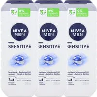 Nivea Duschgel 3 x NIVEA MEN Sensitive Duschgel je 250ml 3in1 Pflegedusche