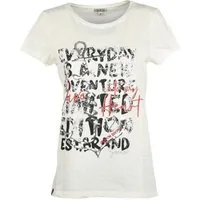 SOCCX T-Shirt Damen mit Pailletten-Artwork Lagoon Diving