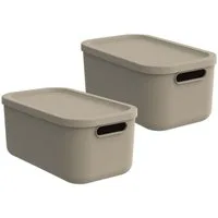 ROTHO Aufbewahrungsbox Albula Light Kiste 12l mit Deckel (Aufbewahrungsboxenset, 2er-Set)