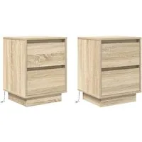 vidaXL Nachttisch Nachttische mit LED-Leuchten 2 Stk. Sonoma-Eiche 38x34x50 cm (2-St)