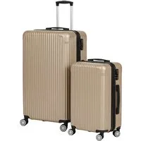 relaxdays Koffer Kofferset 2-teilig, 4 Rollen, Champagner