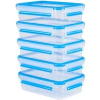 Emsa Frischhaltedose Clip & Close Set, rechteckig, 100 % dichte Aufbewahrungsboxen, Kunststoff, (Set, 10-tlg., 5 x 0,8 l Vorratsdosen mit jeweils einem Deckel), spülmaschinen-, gefrier-, mikrowellenfest, Made in Germany