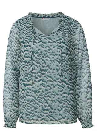 Street One - Gemusterte Chiffon-Tunika blau - Gr. - 40