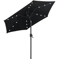 KOMFOTTEU Sonnenschirm, Terrassenschirm mit Lichtern, 6 Rippen & Handkurbel