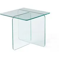 SeedWave Couchtisch Beistelltisch mit T-förmigem Gestell, 40cm Quadratischer Tischplatte, bis 23kg belastbar, Wohnzimmertisch aufrecht oder seitlich plazieren