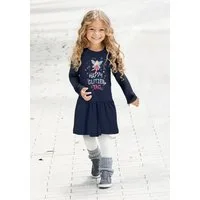 KIDSWORLD Jerseykleid HAPPY GLITZER TAG kniefreie Länge, verspielter Look, aus Baumwollmischung