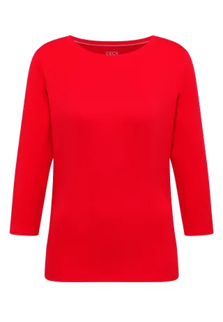CECIL - Basic U-Boot Shirt pumpkin orange - Gr. - L