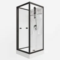Schulte Komplettdusche Juist schwarz, BxT: 80x80 cm, Sicherheitsglas, Komplett Set mit Duschwanne U-Form Schiebetür