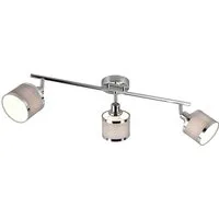 TRIO Leuchten LED Deckenstrahler, Dimmfunktion, LED wechselbar, warmweiß, Deckenleuchte mit 3x Stoff Lampenschirm Grau für Treppenhaus B: 80cm