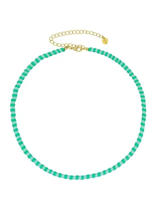 Fashionbox Kette mit Vinylplättchen grün/hellgrün vergoldet