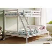 Kids Collective Hochbett 140x200 Etagenbett, EN 747-Zertifizierung und platzsparendem Design Stockbett 206x147x145 cm, Weiß