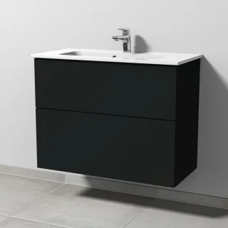 Sanipa 3way Waschtischunterbau zu Duravit ME by Starck Waschtisch mit 2 Auszügen, Vulkan-Matt SP7231V
