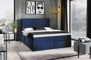 Boxspringbett Schlafzimmerbett HUDSON 180x200cm in Stoff Fresh Blau