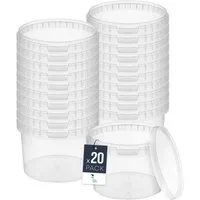 BENBOW Aufbewahrungssystem Eimer mit Deckel 30 20 10 5 3 1 0,5 L Transparent Lebensmittelecht, Polypropylen - Lebensmittelecht, Geschmacksneutral, Auslaufsicher, (20-tlg., PZH-, BRC- und DIN-ISO-zertifiziert), für Lebensmittel, Farben, Chemikalien