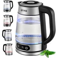 ecosa Wasserkocher EO-696, 1.8 l, 2200 W, Temperatureinstellung, LED-Display, Edelstahl, BPA-frei