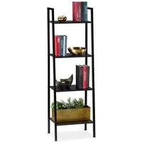 relaxdays Standregal mit 4 Ablagen, 1-tlg., Schwarz / Schwarz