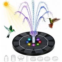 MOPUEA Gartenbrunnen LED Solar Springbrunnen Mit 8 Zubehörteilen Und Sprüheffekten, (1 tlg), 3W Solar Schwimmender Fontäne Pumpe,für Draussen für Garten,VogelBad