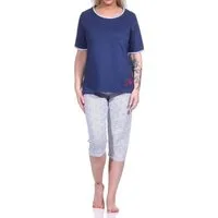 Normann Pyjama Capri Pyjama kurzarm Schlafanzug mit 3/4-Hose in maritimer Optik