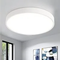 style home LED Deckenleuchte Metall Deckenlampe 12W/24W/36W/48W/96W, Runde/Quadratisch, LED fest integriert, Warmweiß 3000K ohne Fernbedienung, 36W, Ø40*4cm, Runde Lampe für Wohnzimmer Schlafzimmer Küche,Weiß