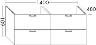 Burgbad Waschtischunterschrank Sys30 PG1 Aqua 601x1400x480 Eisblau Matt, WVAF141RF5663 WVAF141RF5663