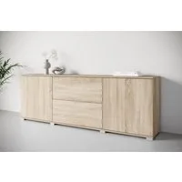 OTTO home Lowboard Kenia (1 St), 2 Türen, 2 Schubladen, Breite 180 cm, höhenverstellbare Einlegeböden
