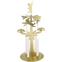 KNOX Adventsleuchter Lichterglockenspiel aus Metall - Engel - inklusive 4 weißen Kerzen, 12 x 12 x 25 cm - Ideal als Weihnachtsdekoration für jeden Raum