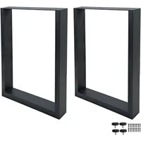 RAMROXX Tischbein 2er Set Tischkufen Metall Rechteck 60x72 cm – Tischgestell Schwarz