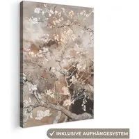 OneMillionCanvasses® Leinwandbild Mandelblüte - Kunst - Van Gogh - Beige - Abstrakt, Fotodruck (1 St), Leinwand Bilder Klein, Wand Dekoration Aesthetic 30x20 cm