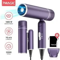 MCURO Haartrockner Faltbarer Ionen Reiseföhn, 1600,00 W, Anti-Frizz, 3 Temperaturstufen, 2 Luftstärken, für Urlaub & Alltag, mit Stylingdüse oder Diffusor, ultraleicht & platzsparend