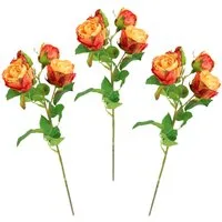 Kunstblume Künstlicher Rosenzweig, I.GE.A., Höhe 39 cm, 3er Set Rose Kunstrosen Dekoblume künstlich Hochzeit Tischdeko Büro
