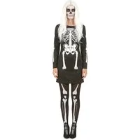JADEO Kostüm Elegantes Skelett-Damenkostüm Halloween schwarz-weiss