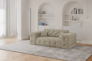 Sofa Designersofa CHANTAL 2-Sitzer in Stoff Moly Beige