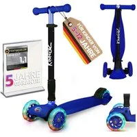KINNAZ Dreiradscooter ab 5 Jahre, LED Räder, Höhe flexibel, faltbar, Roller Scooter Garantie, (Kinderroller, Kinnaz Two), faltbar, höhenverstellbar, LED Räder, Ersatzteilservice, aus Hamburg