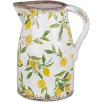 formano Dekovase Vintage, Höhe: 24cm, Farbe: Weiß, Motiv: Zitronen